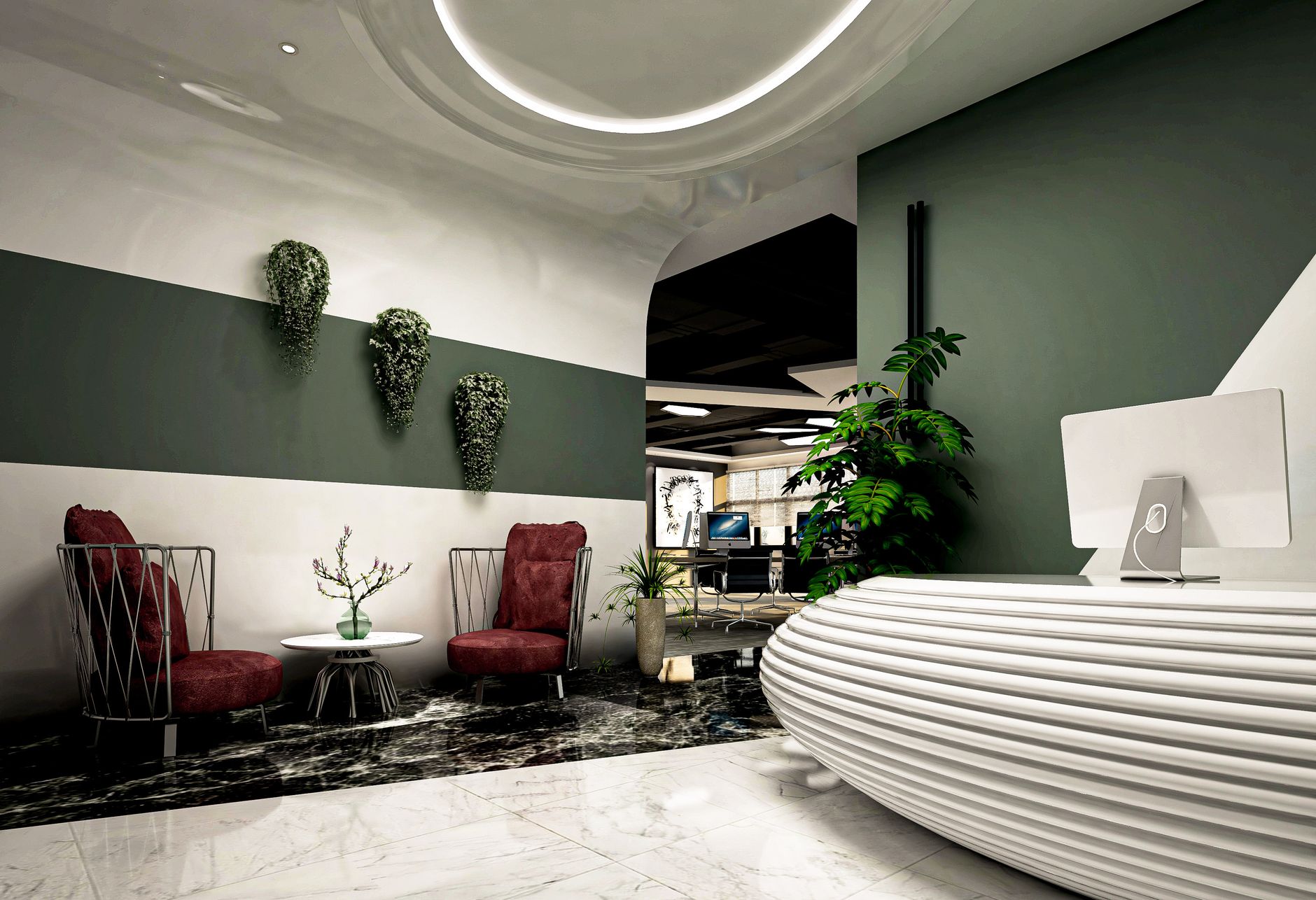 Lobby and front desk in a office building
