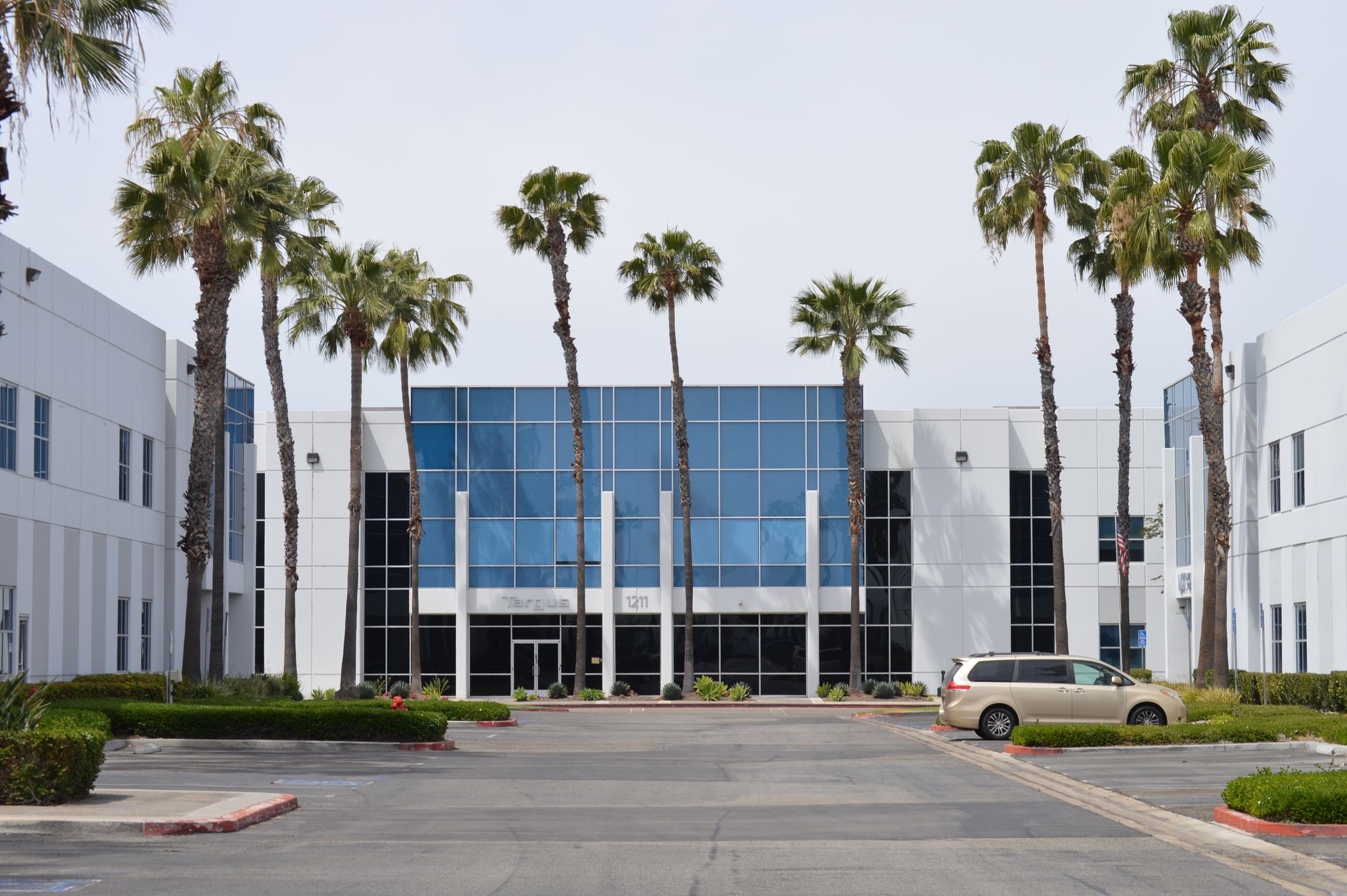 Strips between parking and buildings in a corporate campus